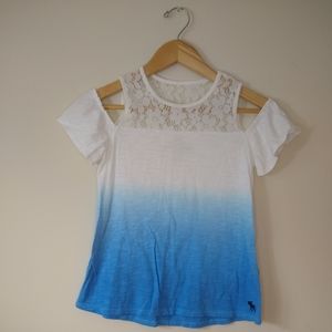 Abercrombie Kids dip tie dye cold shoulder top